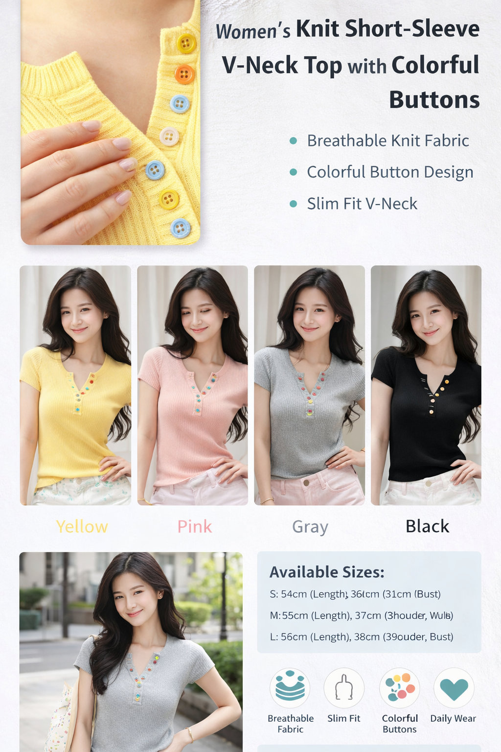 Women's V-Neck Short Knit Top