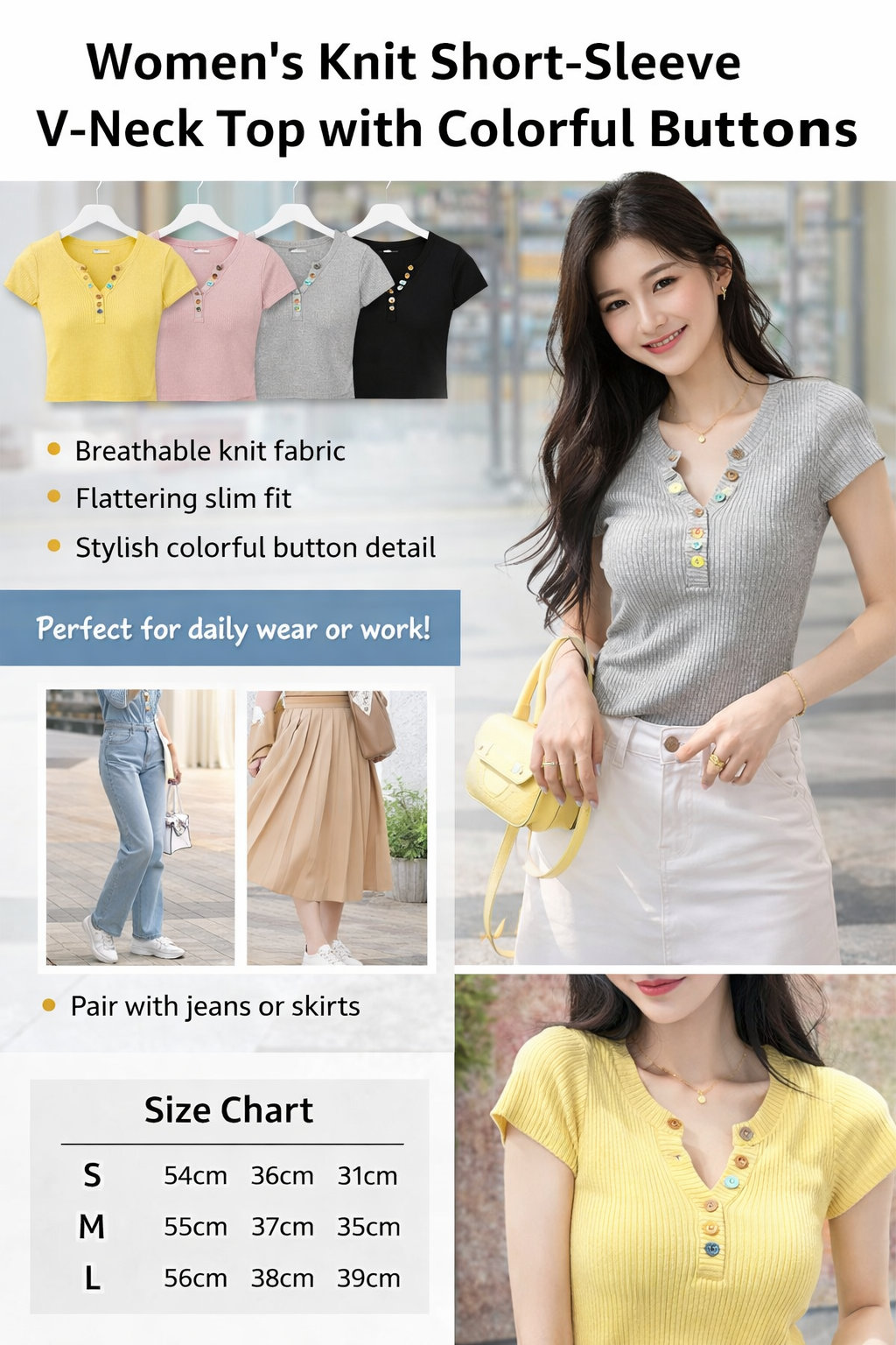 Women's V-Neck Short Knit Top