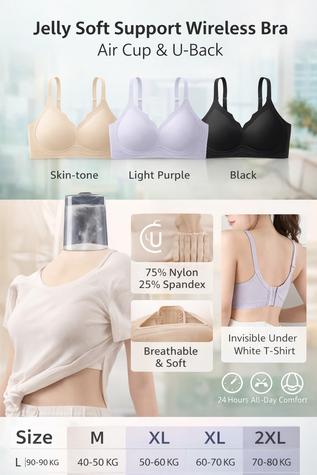 Jelly Soft Wireless Support Bra