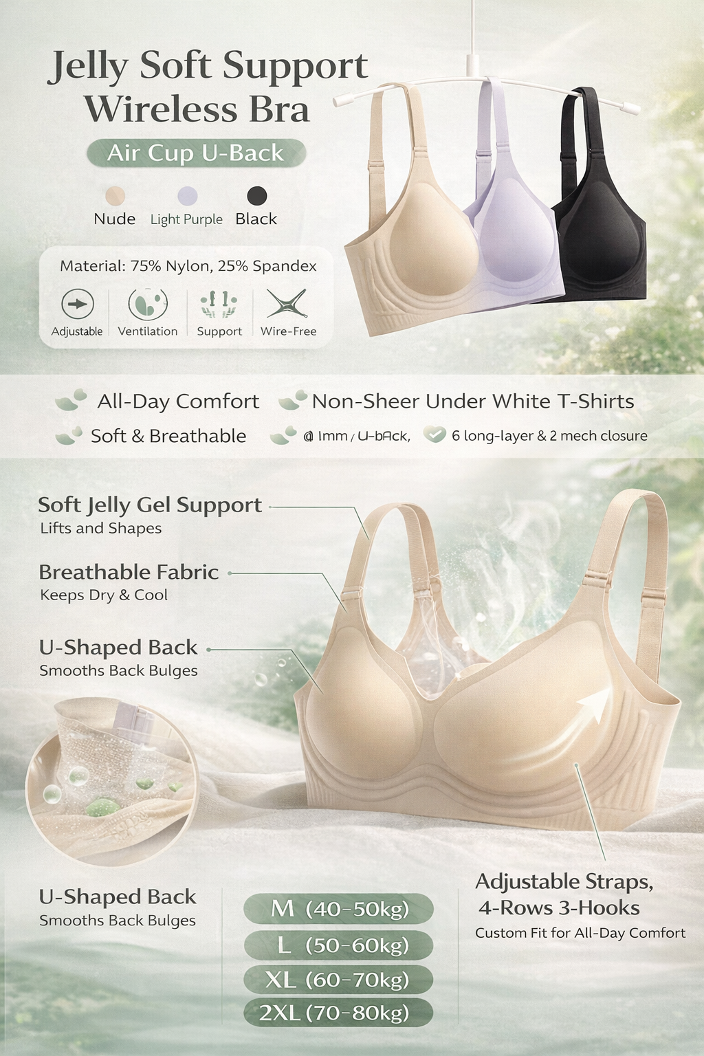 Jelly Soft Wireless Support Bra