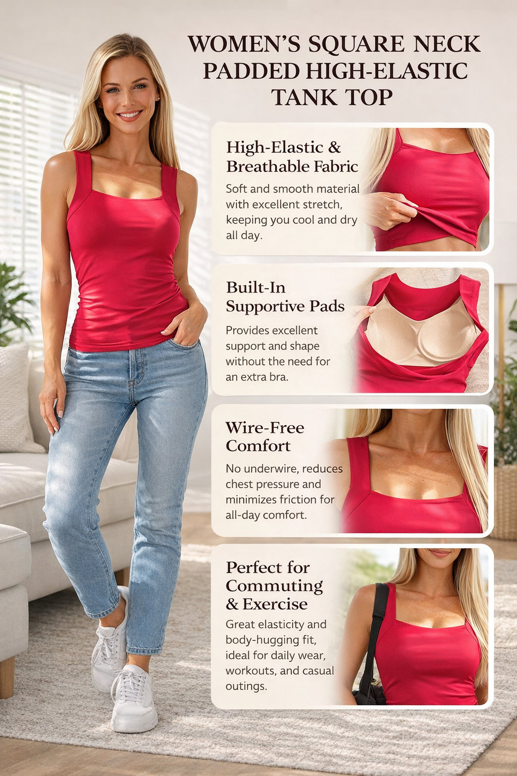 Women's Built-in Bra Tank Top