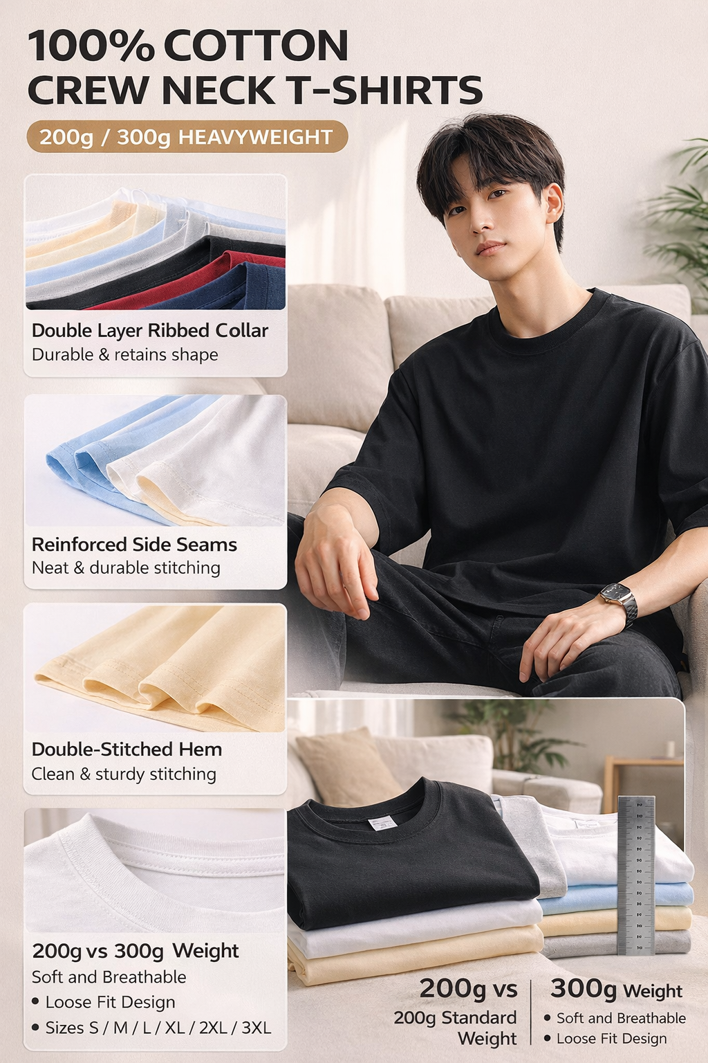 100% Cotton Crew Neck Tee