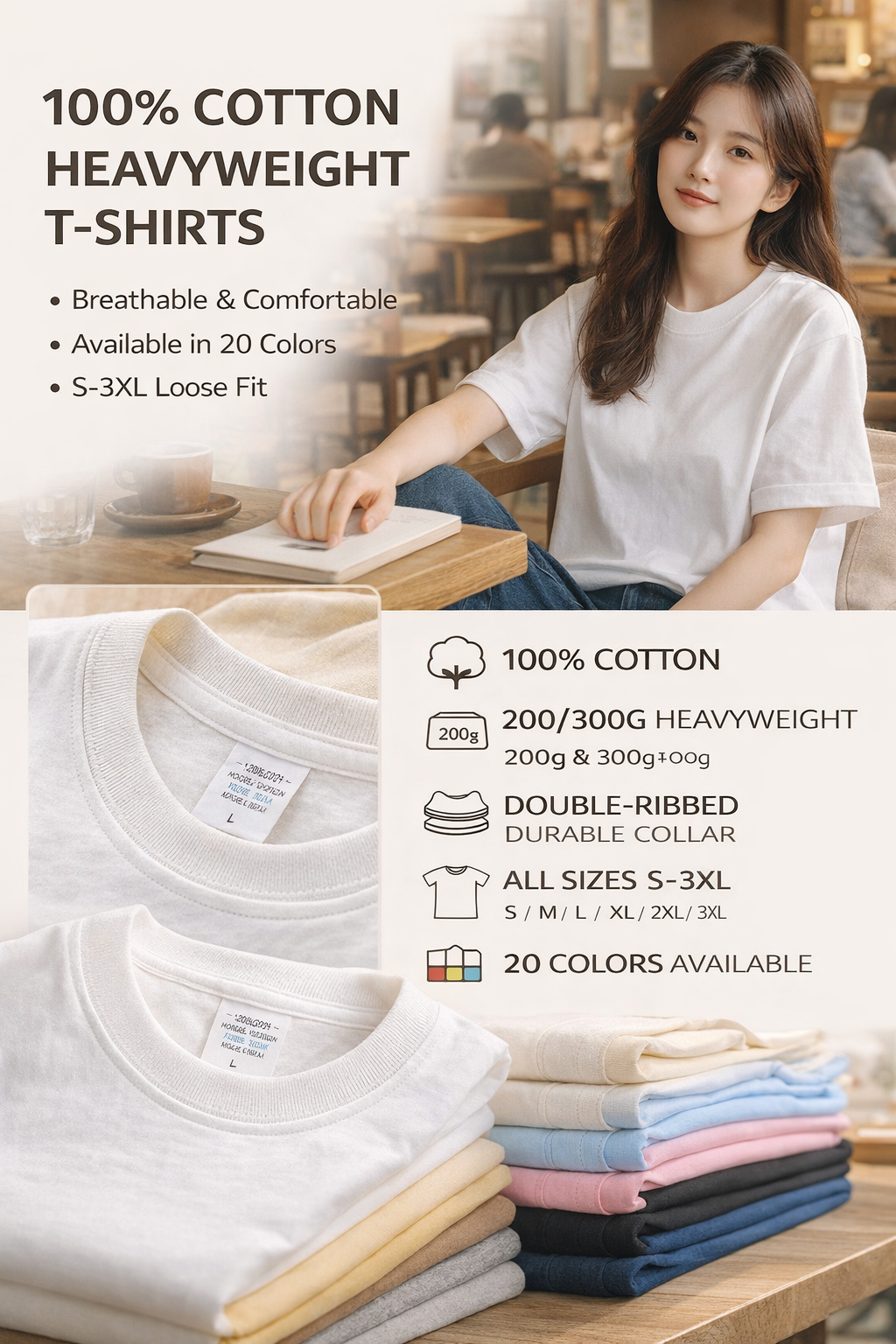 100% Cotton Crew Neck Tee