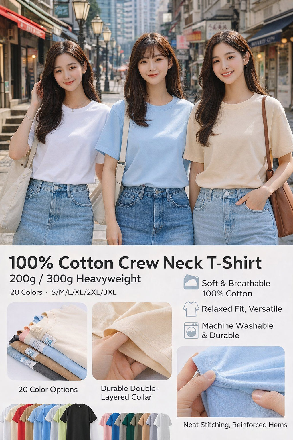 100% Cotton Crew Neck Tee