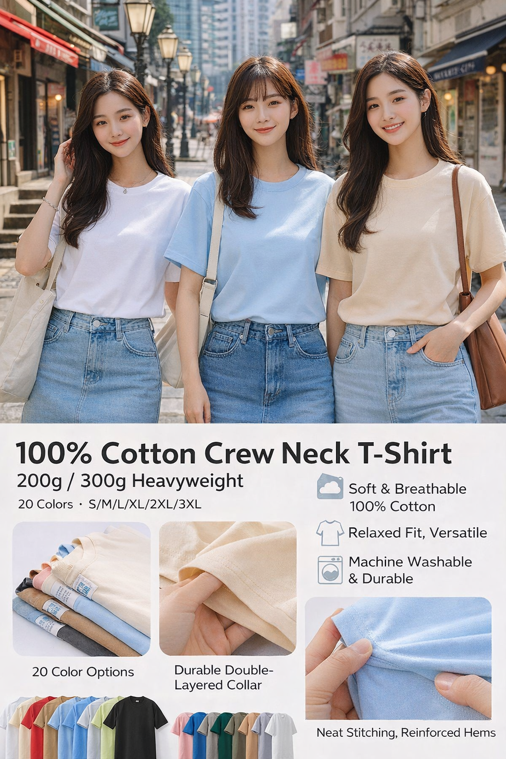 100% Cotton Crew Neck Tee