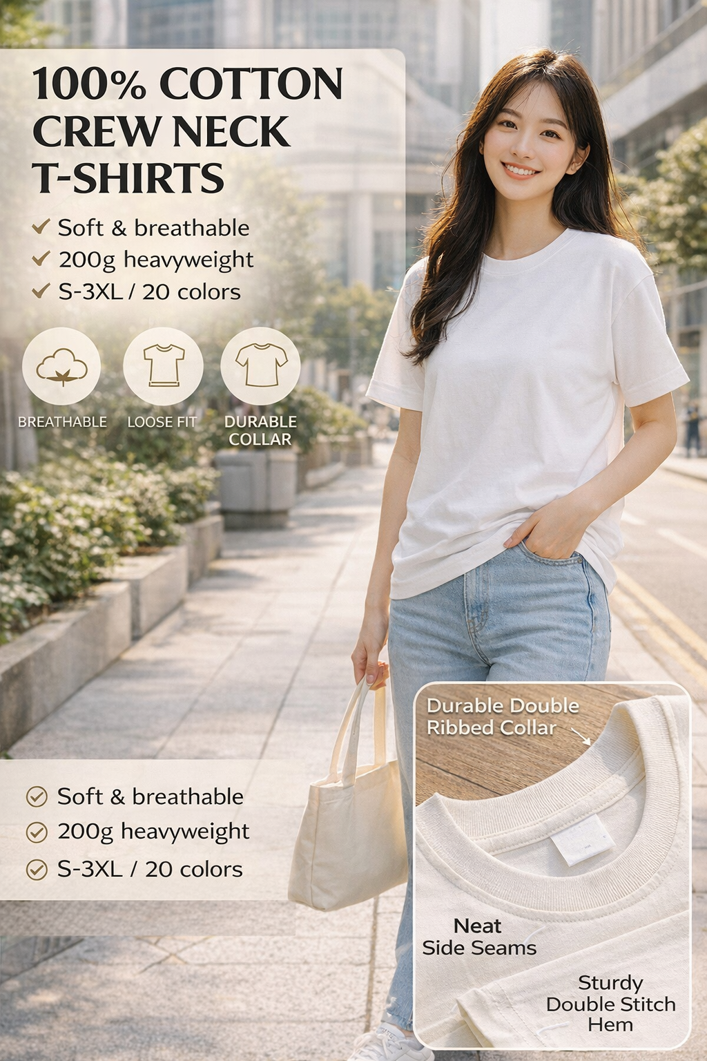 100% Cotton Crew Neck Tee