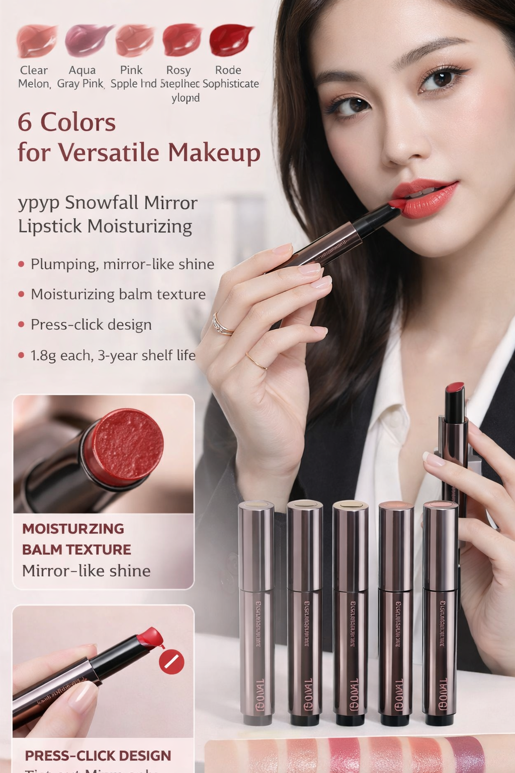ypyp 6-Shade Glossy Lipstick