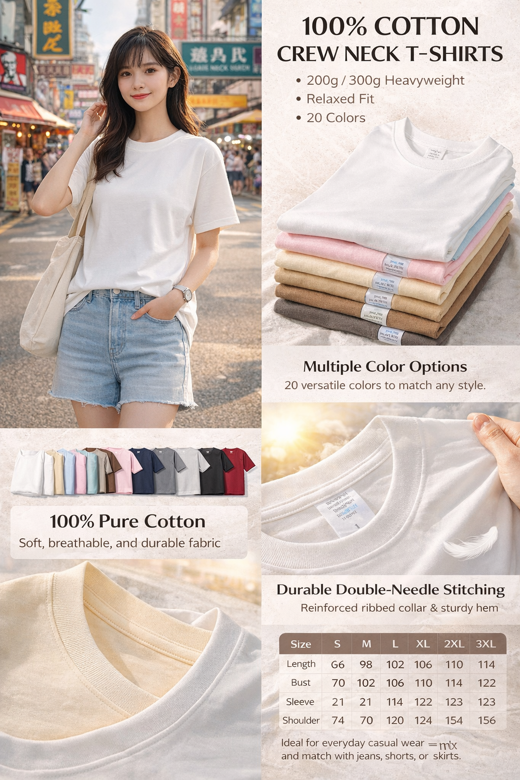 100% Cotton Crew Neck Tee