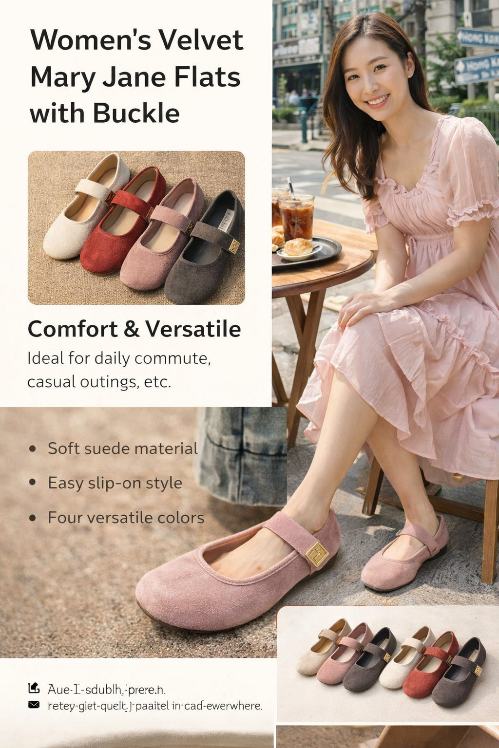 Women's Velvet Flat Mary Janes