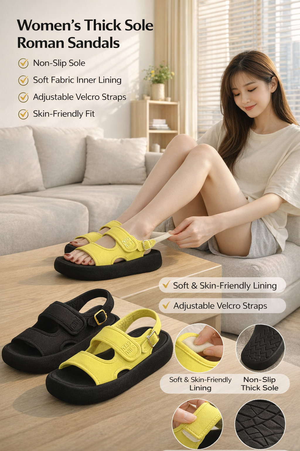 Women's Velcro Roman Sandals