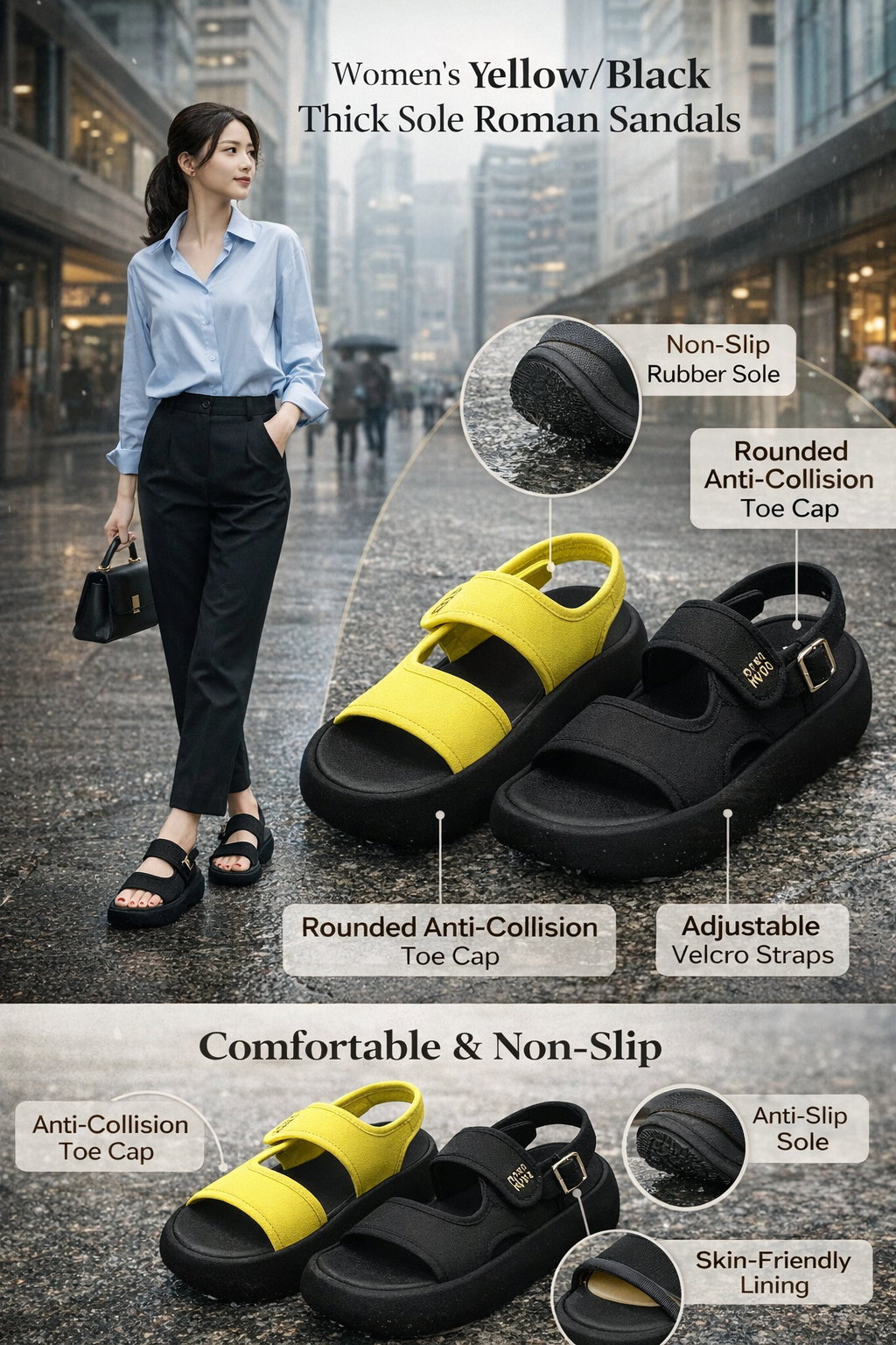 Women's Velcro Roman Sandals