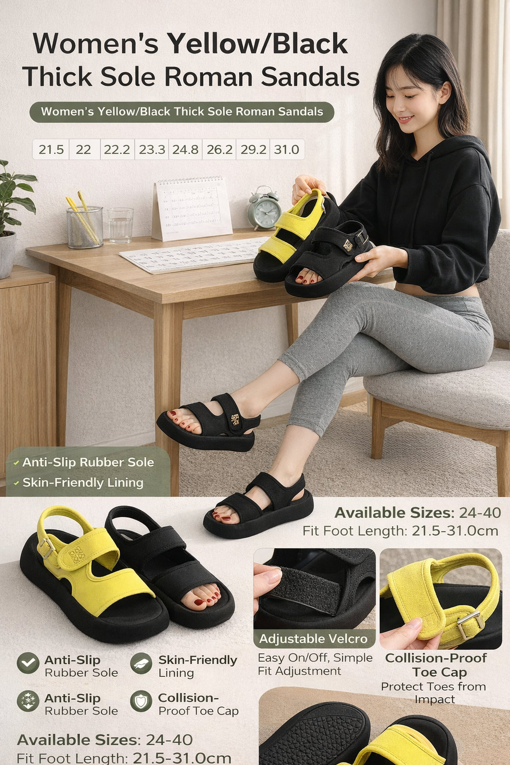 Women's Velcro Roman Sandals