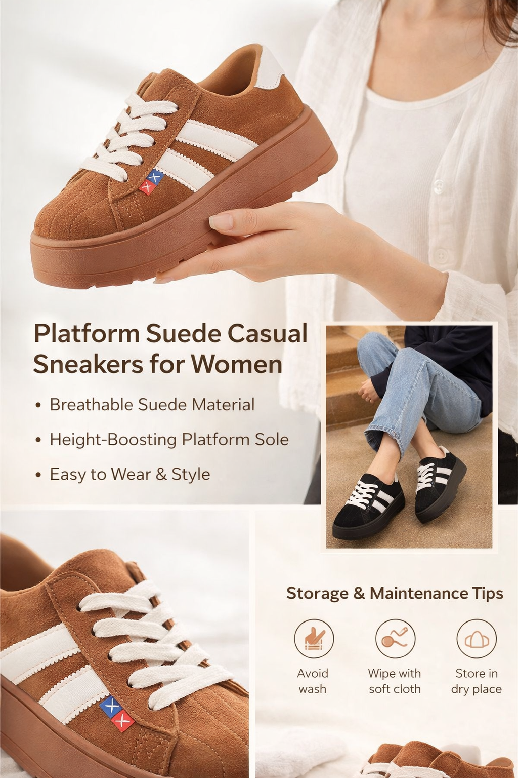 Women's Thick Suede Sneakers