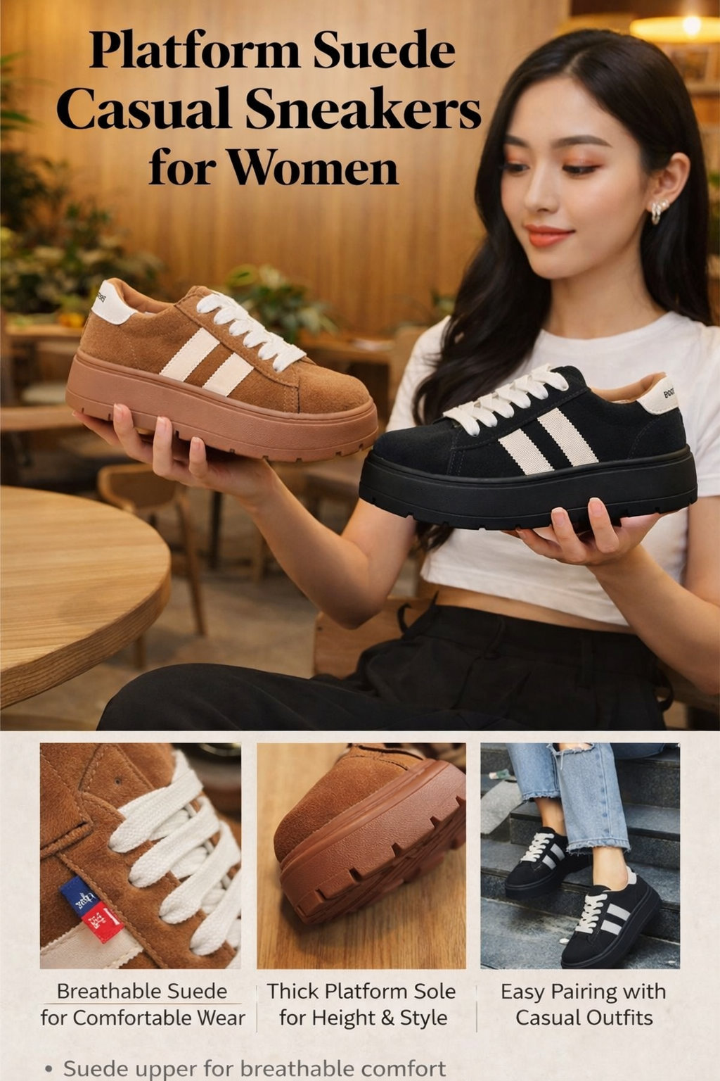Women's Thick Suede Sneakers