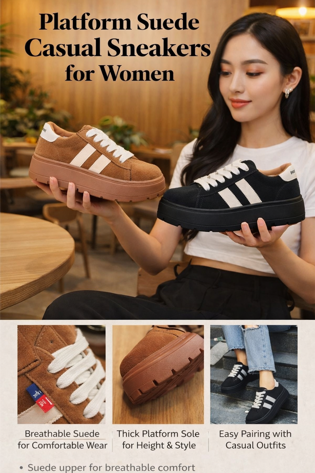 Women's Thick Suede Sneakers