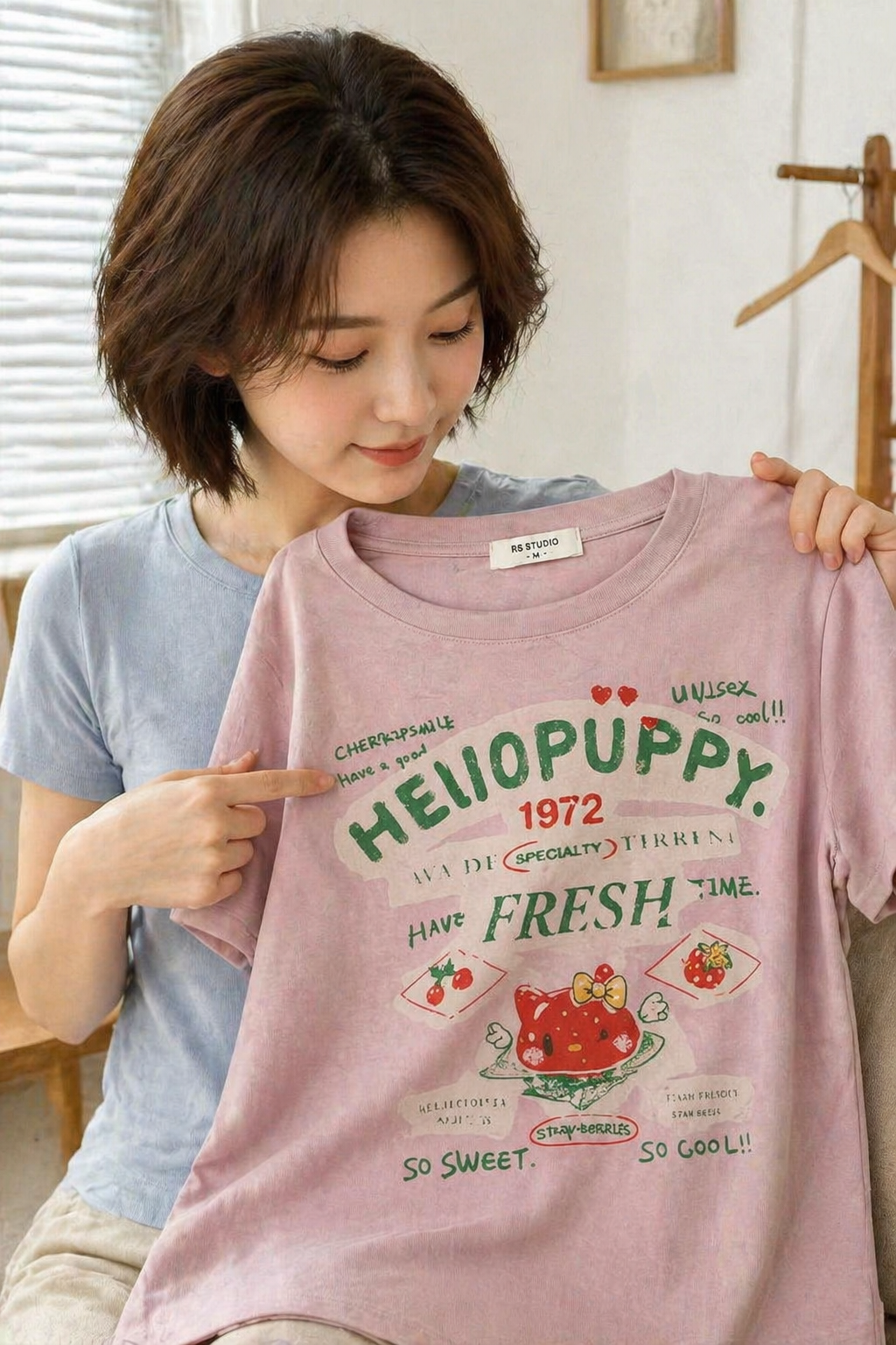 RS STUDIO Women's Vintage Casual Short Sleeve Tee