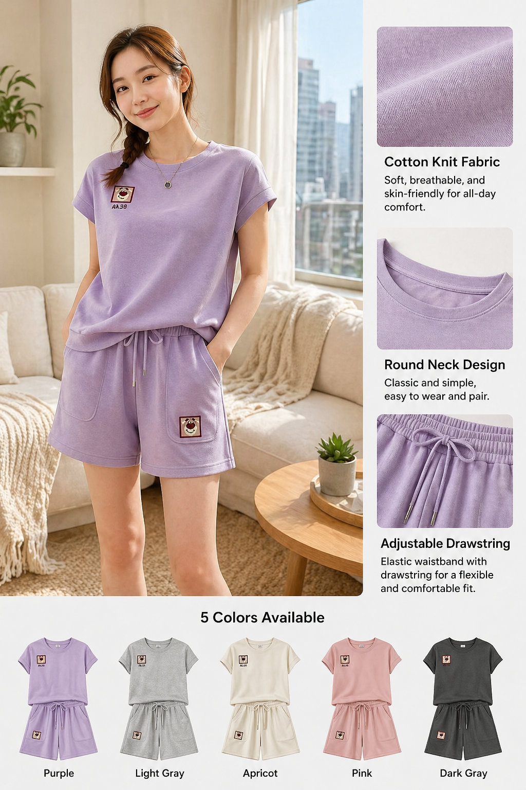 Women's Loose Slim Korean Embroidered Two - piece Sport Set
