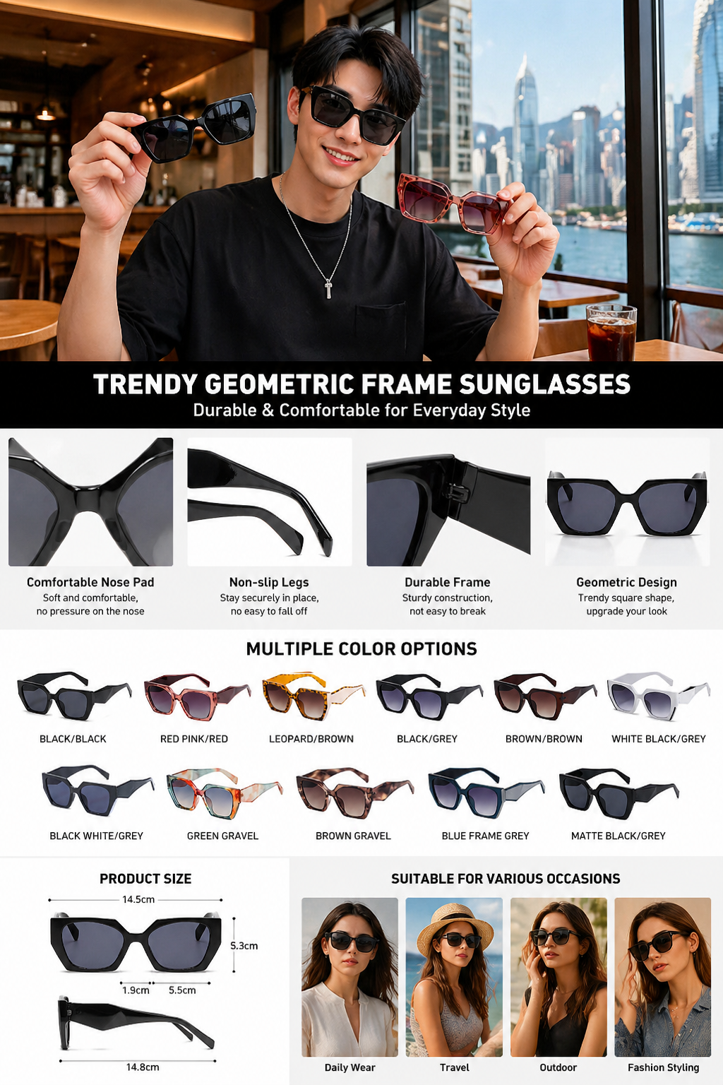 Geometric Square Sunglasses
