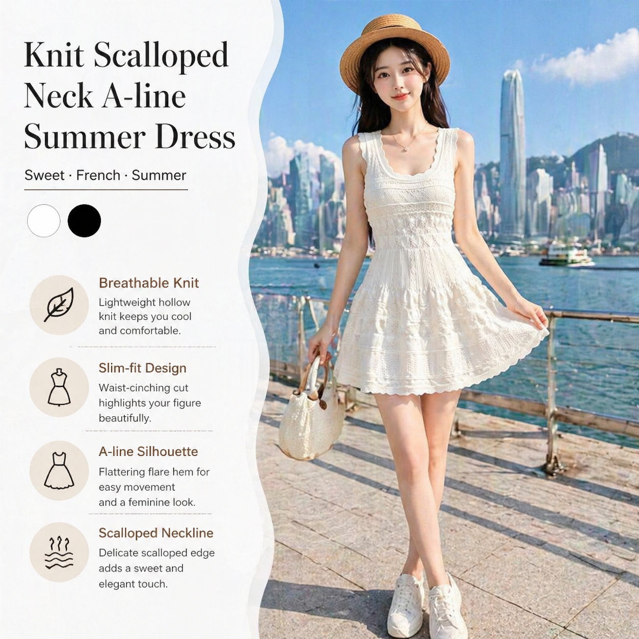 Summer French A-line Knit Dress
