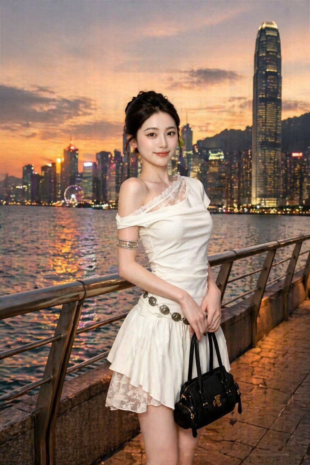 White One-shoulder Lace Dress