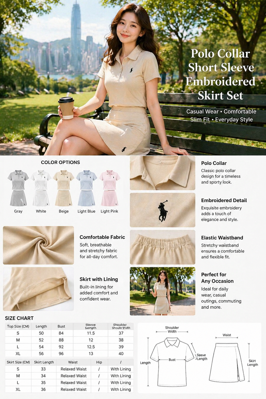 Women's Polo Short Sleeve Set