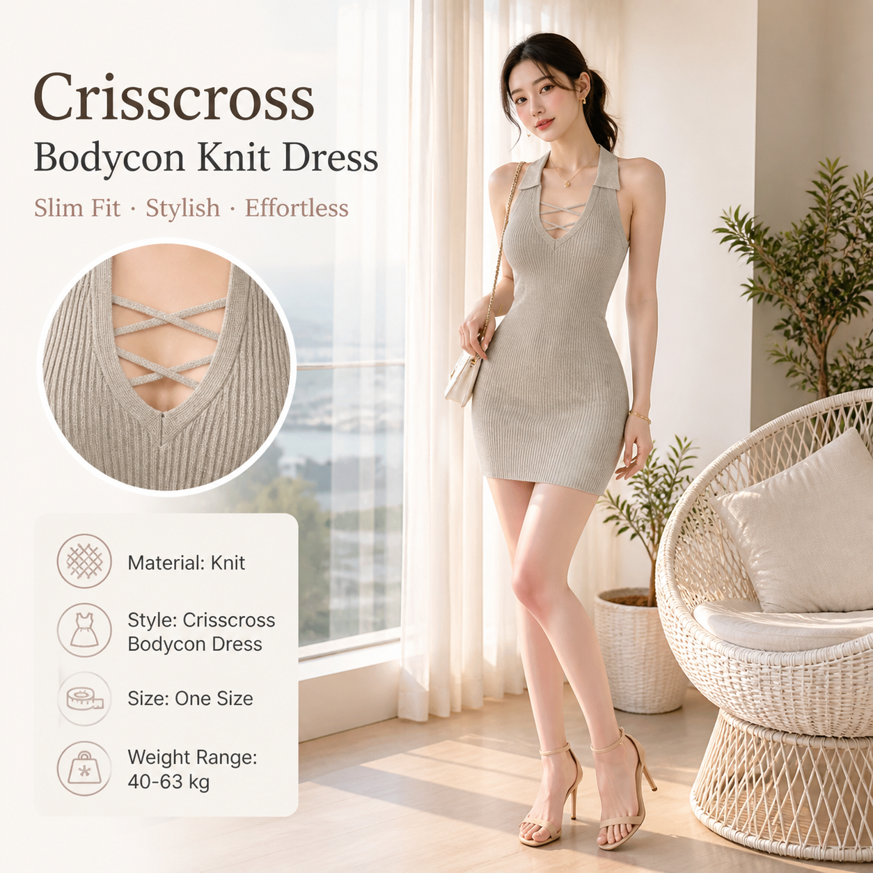 Knit Crisscross Strap Dress