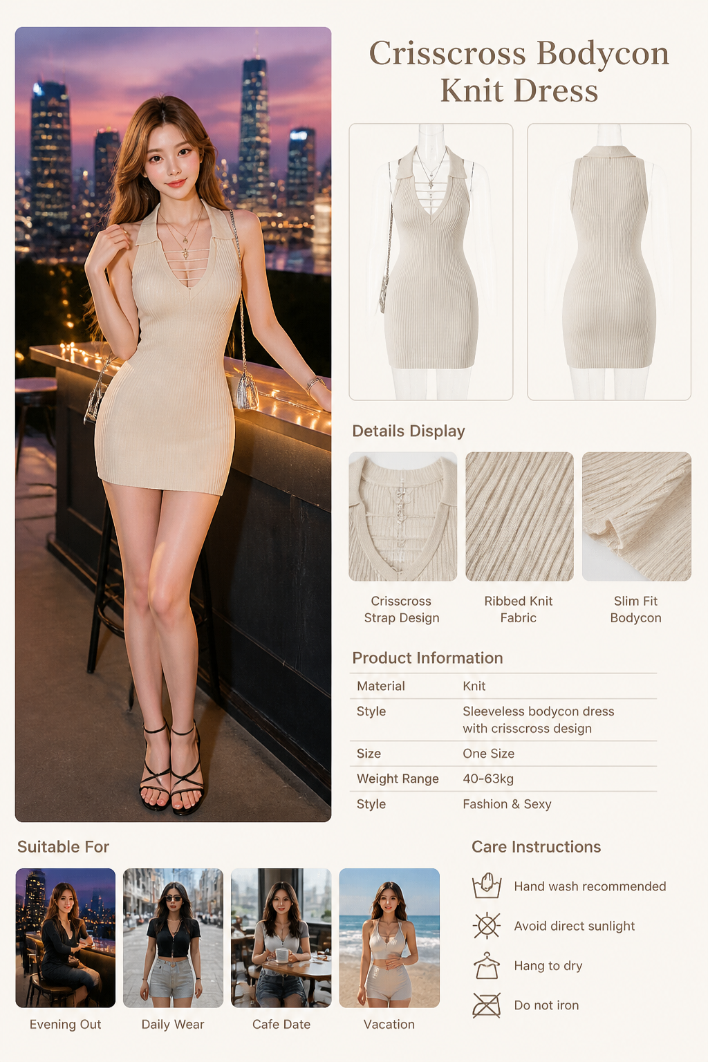 Knit Crisscross Strap Dress