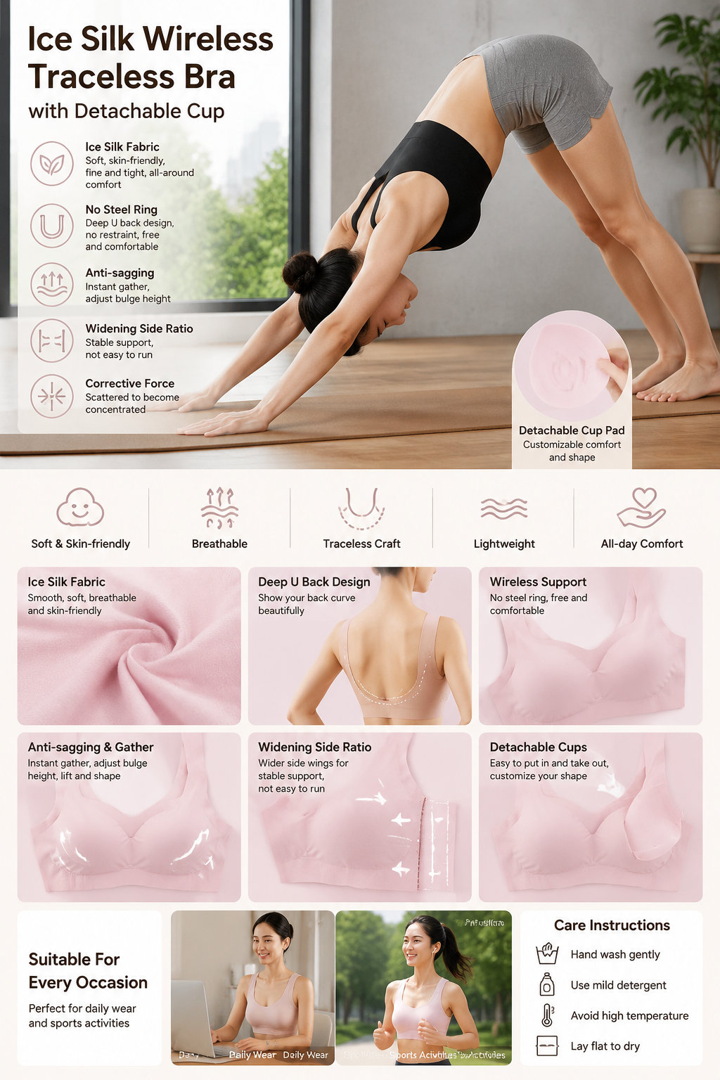 iSilk Seamless Push-Up Sports Bra