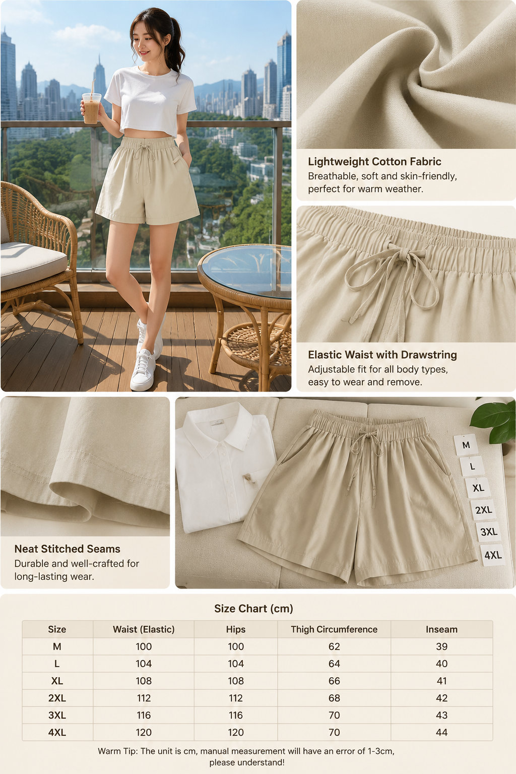 Cool Breeze Crepe Casual Shorts for Women