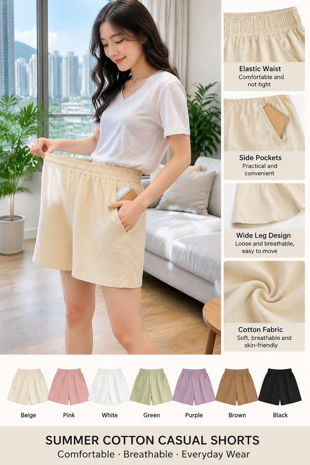 Cotton Summer Women's Short Pants