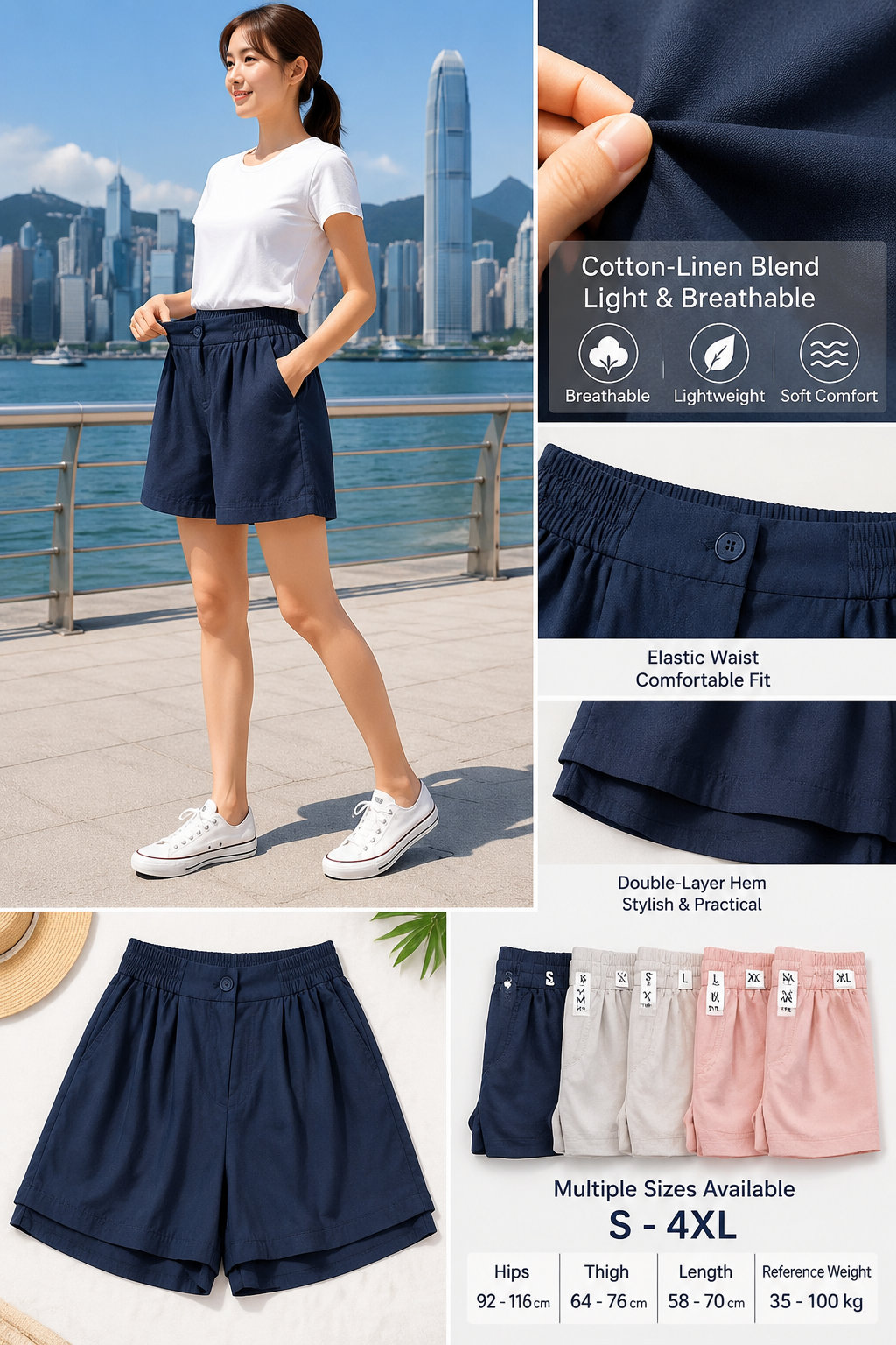 Cotton Summer Casual Breathable Trendy Comfy Slimming Sports Shorts