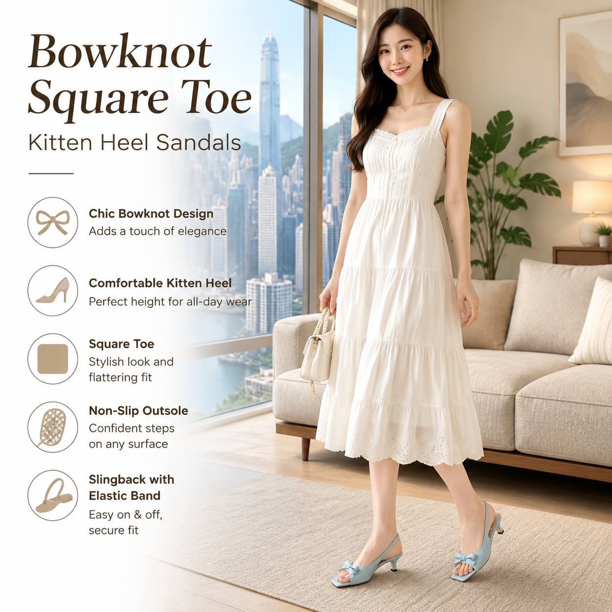 Women's Bow Kitten Heel Sandals
