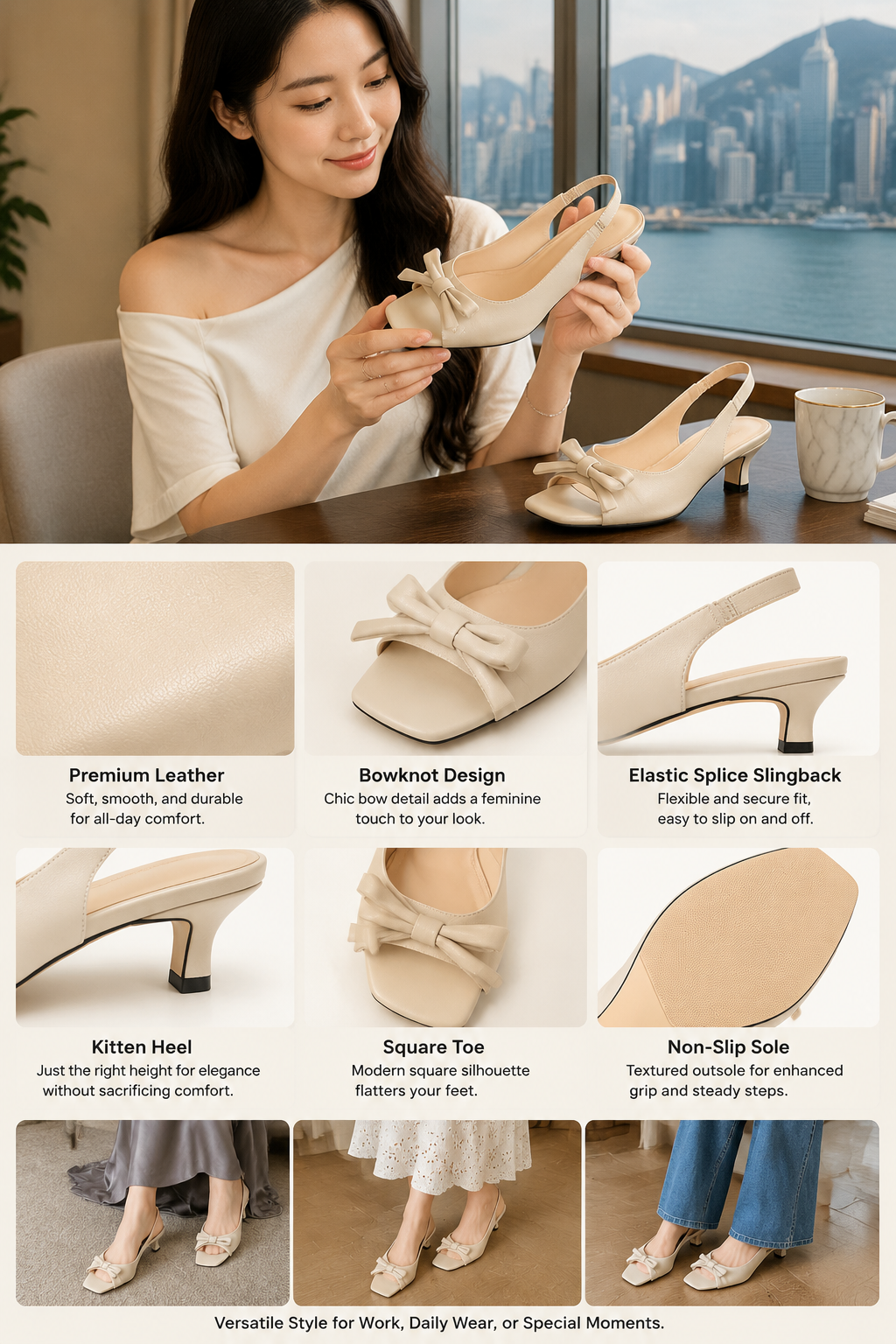 Women's Bow Kitten Heel Sandals