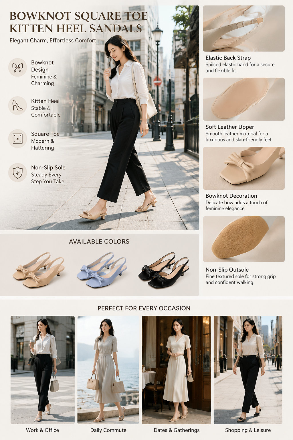 Women's Bow Kitten Heel Sandals