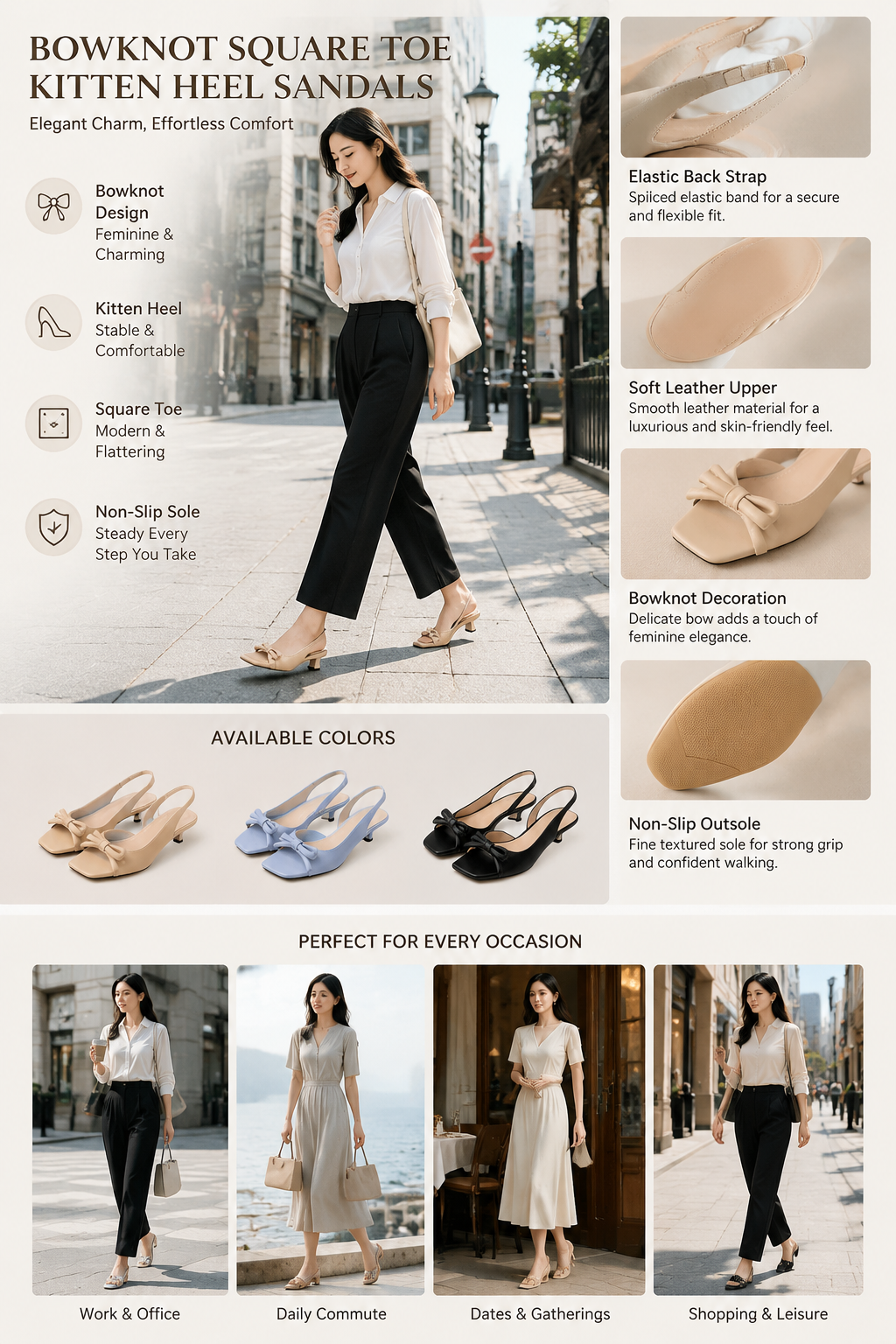 Women's Bow Kitten Heel Sandals
