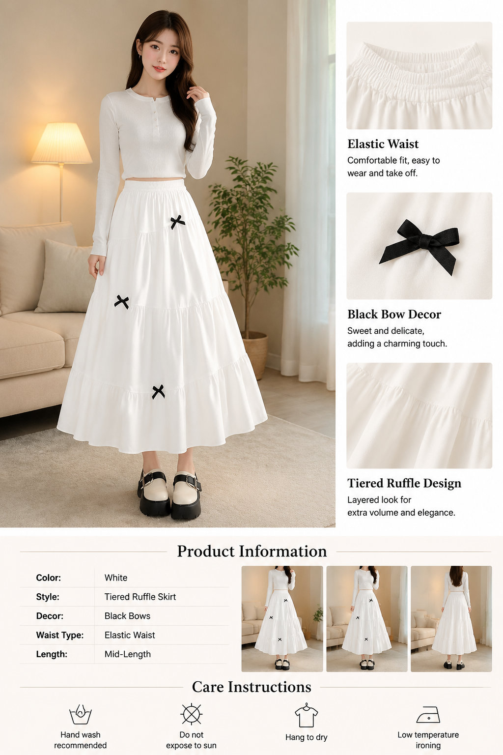 Sweet White Layered Cake Skirt