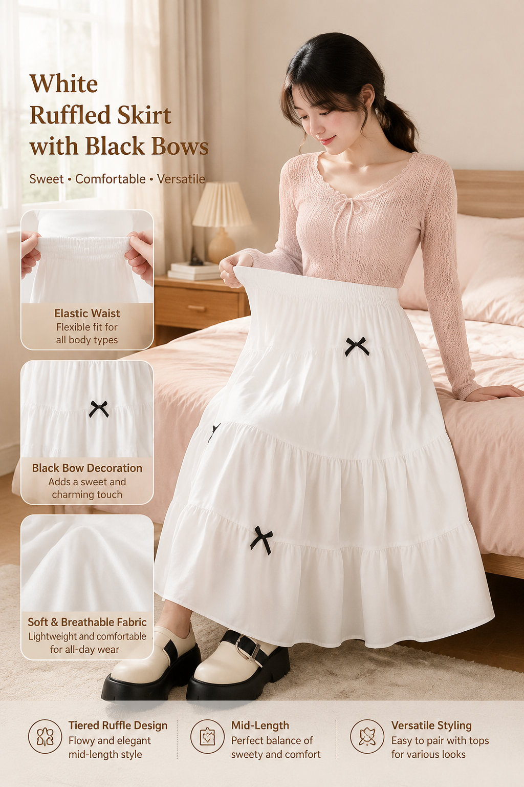 Sweet White Layered Cake Skirt