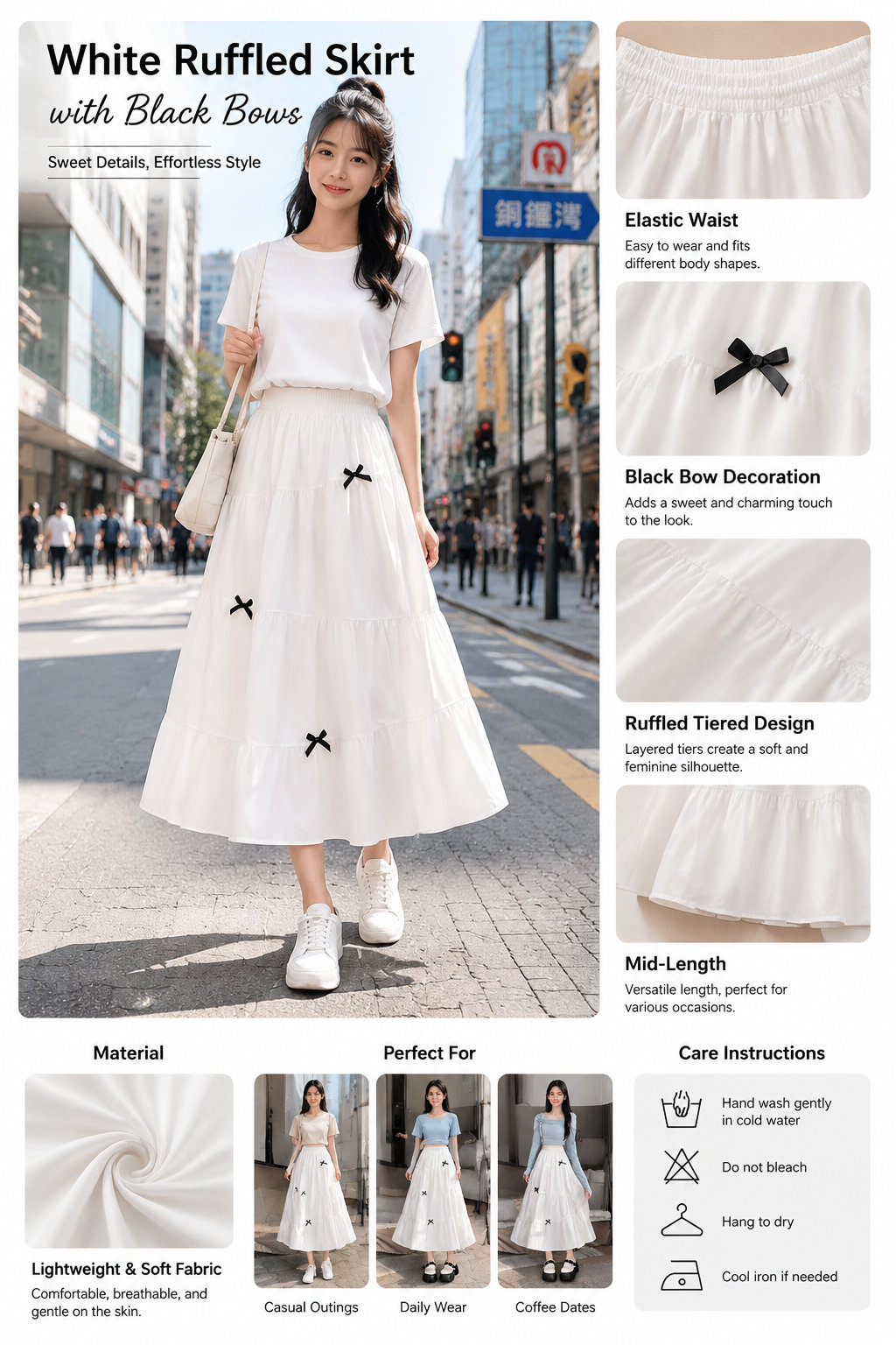 Sweet White Layered Cake Skirt