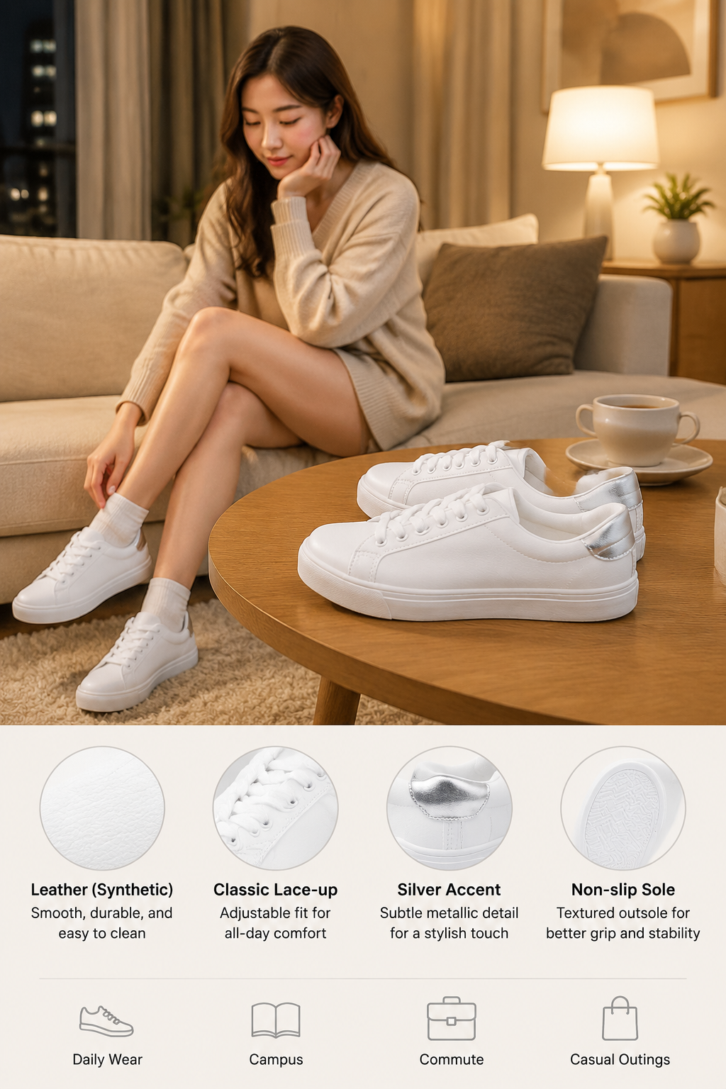 Women's Casual Leather Sneaker