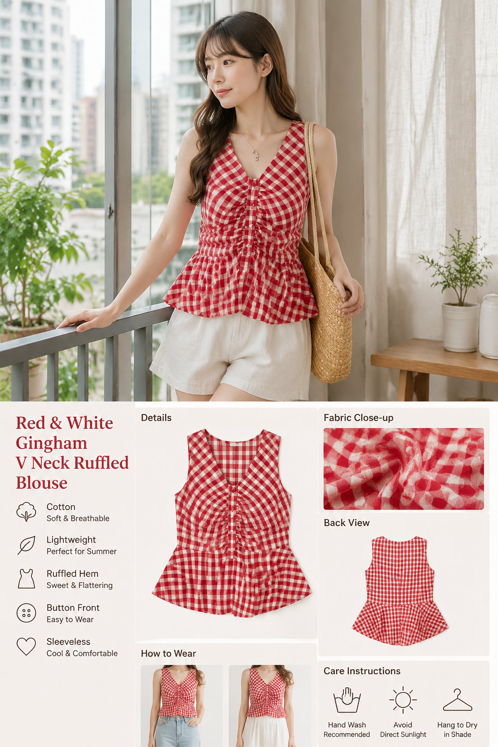 Women's Sleeveless V Neck Top