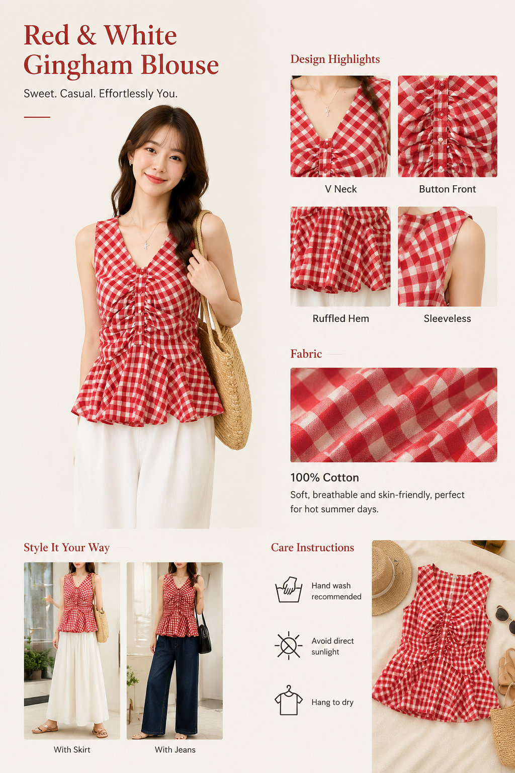 Women's Sleeveless V Neck Top
