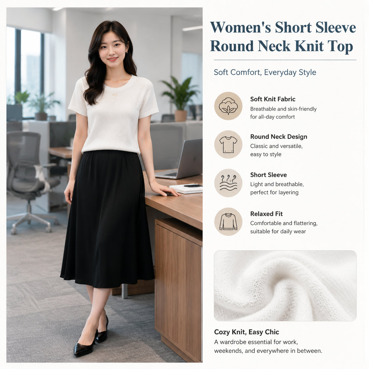 Women's Short Sleeve Knit Top