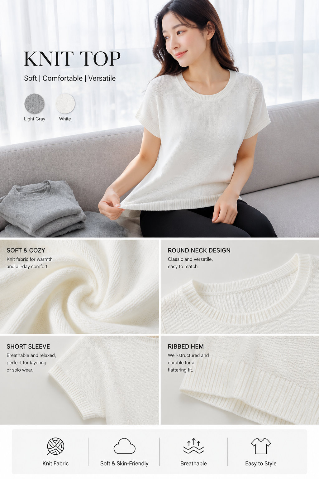 Women's Short Sleeve Knit Top