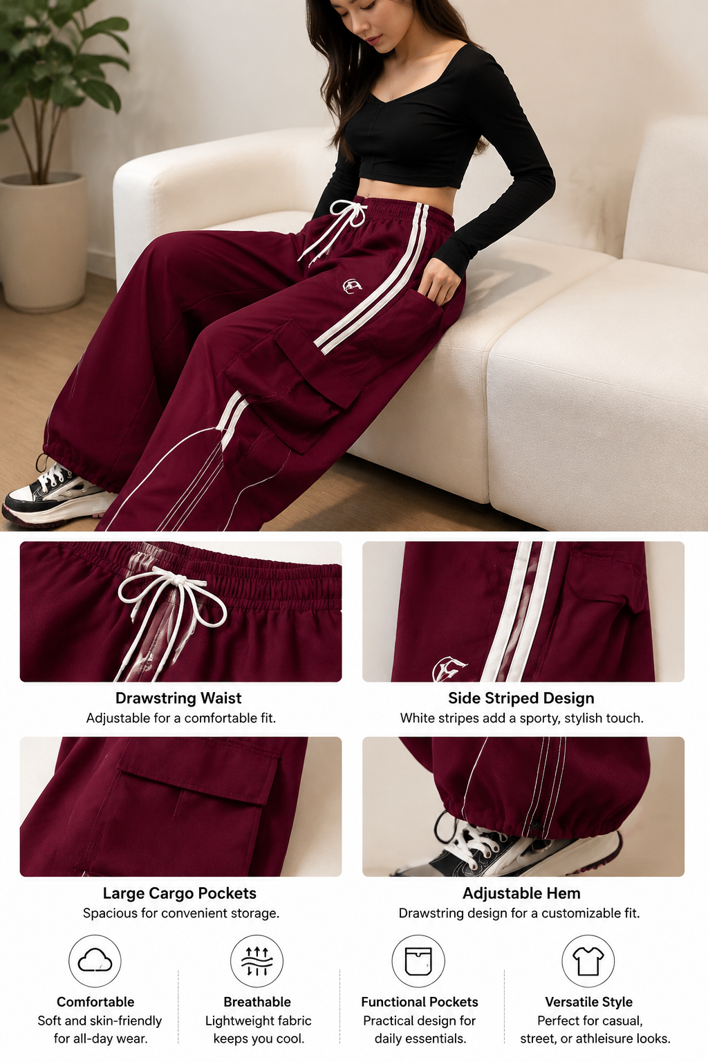 Women's Wide Leg Cargo Pants