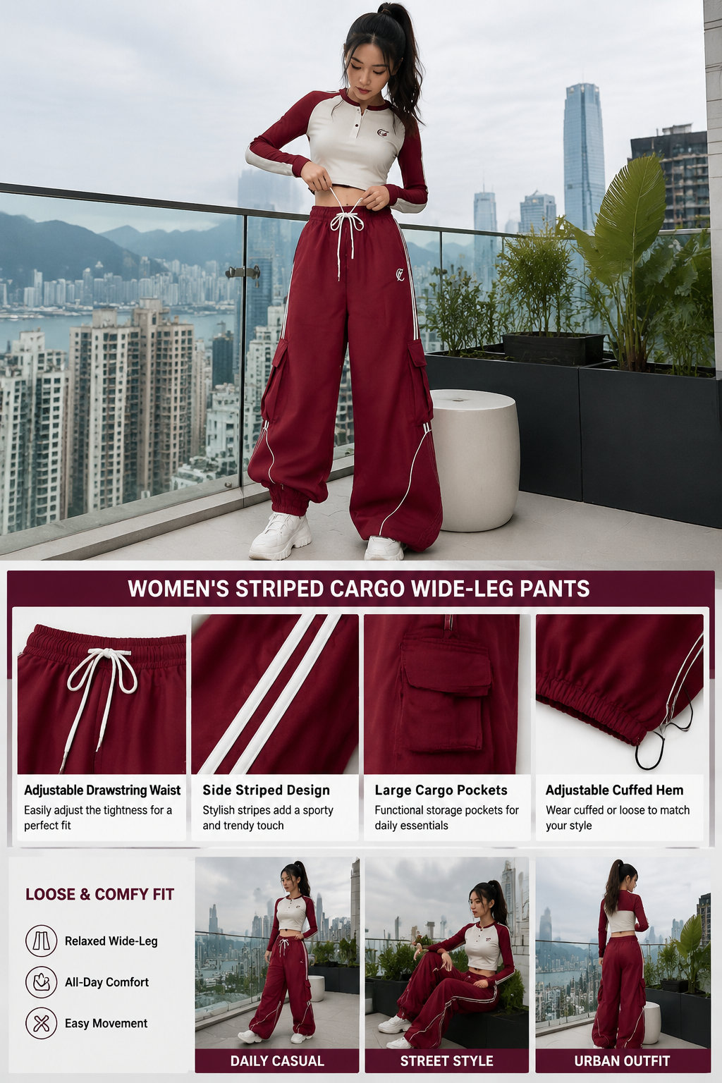 Women's Wide Leg Cargo Pants