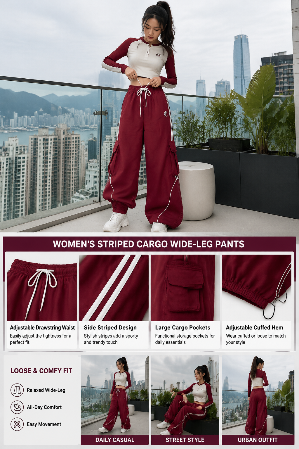 Women's Wide Leg Cargo Pants